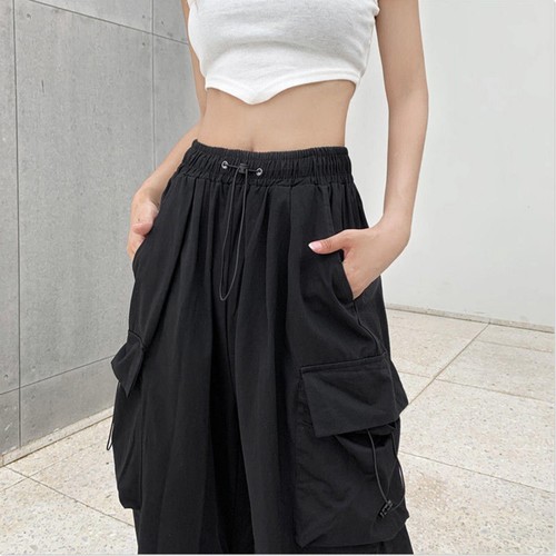 Womens Baggy Cargo Pants Streetwear Drawstring Joggers Sweatpants Loose Casual - Picture 22 of 37