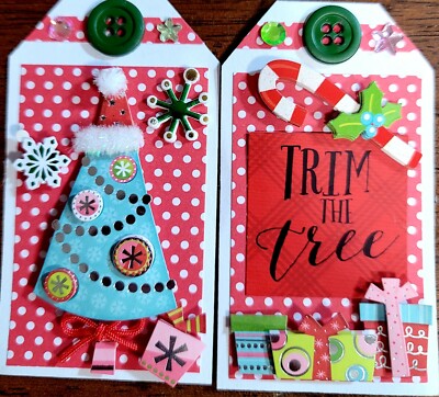 Premade Scrapbook Page/Embellished Tag Set: Trim the Tree