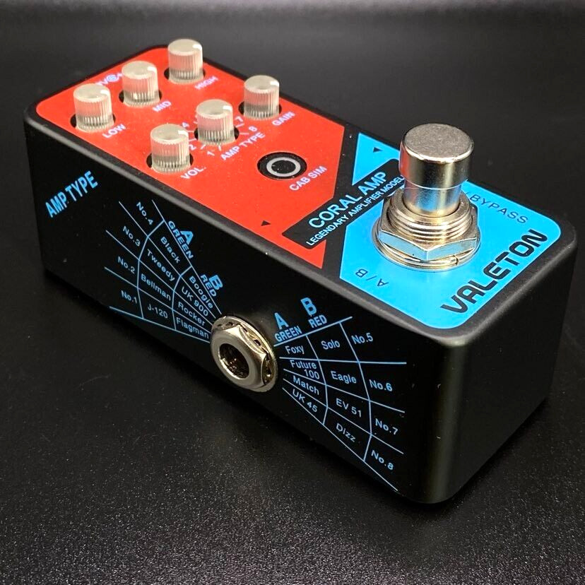 Valeton Coral Amp Amplifier Modeling Mini Preamp Guitar Effects Pedal with Box