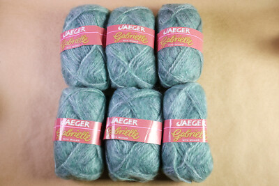 Vintage JAEGER Gabrielle Mohair Blend Yarn 6 Skeins Teal Green Col 128 Same Lot