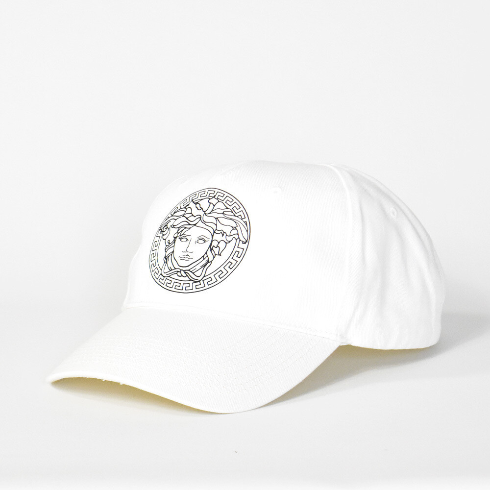 VERSACE キャップ　ホワイト VERSACE Men's Cap Medusa Greca Print Cotton Black, White Size 57