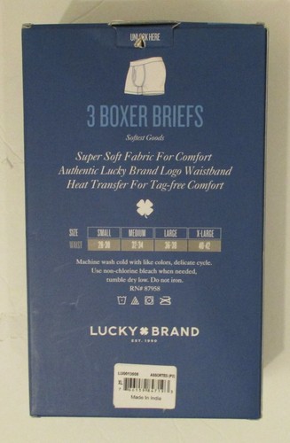PAQUETE DE 3 CALZONCILLOS BOXER DE ALGODÓN PARA HOMBRE TALLAS LUCKY BRAND S M L XL AZUL GRIS NEGRO AZUL MARINO - Imagen 24 de 48