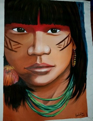 Aztec Indian Chief Maori Tribal Oil Art on Canvas Mayan Native Warrior Painting