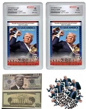 2 DONALD TRUMP 2024 MINT 10 Stand Strong ASSASSINATION Card + 2 BONUS, Ships Now