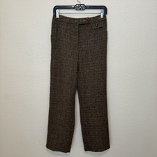 Y2K Womens Vintage Trouser Wool Pants Brown Plaid