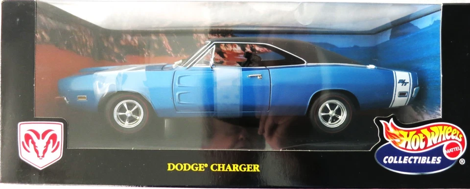 1969 Dodge Charger RT B5 Blue 1:18  Hot Wheels Collectibles - Image 2 of 4