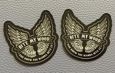 2 Rare Sticker Bite My Wood You Know You Wanna Bite It World Famous Toothpicks