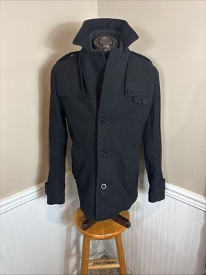 HUGO BOSS Orange Label Luxury Preppy Wool Blend Military Pea Coat Jacket US 44R