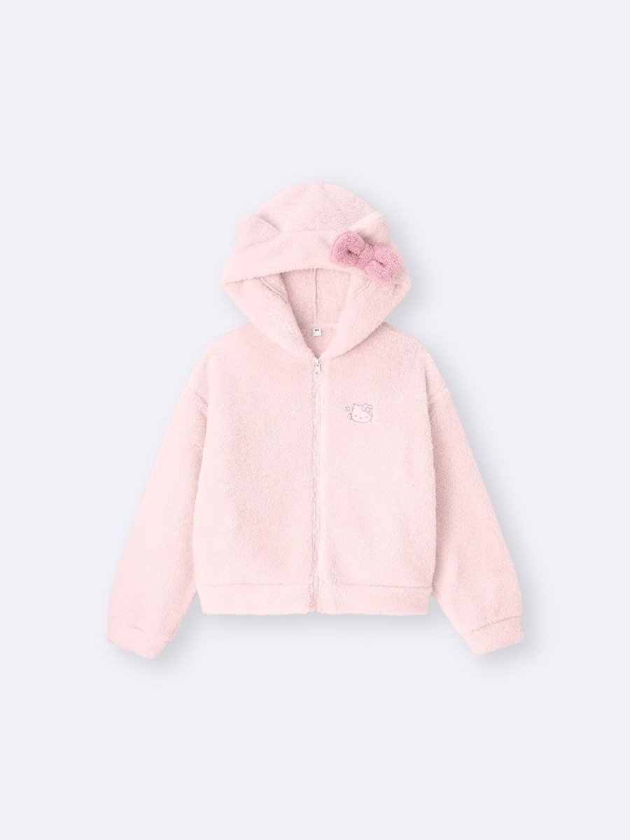 Sanrio characters x GU Marshmallow Feel Full-Zip Hoodie Pink New