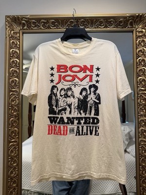 Bon Jovi Wanted Dead Or Alive Album Ivory Colored Size M. T-shirt