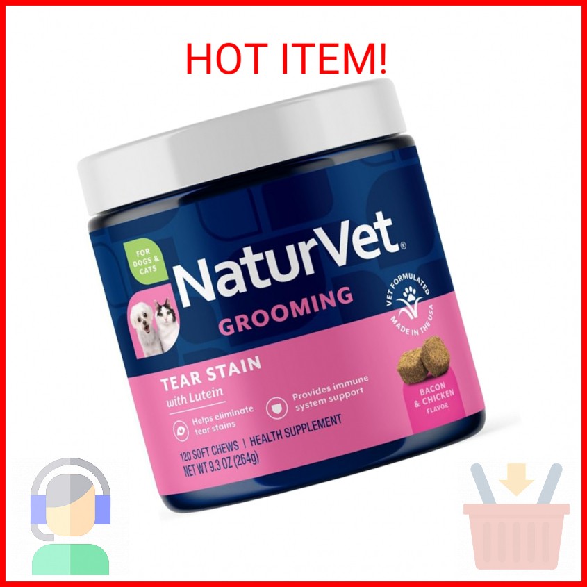 NaturVet Lutein Tear Stain Supplements for Dogs & Cats &ndash; P