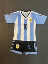 Camiseta Retro Juvenil Messi Niños Fútbol Kit Fútbol Selección Argentina Talla 2