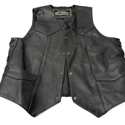 #ad Custom BiLT Motorcycle Biker Men’s Leather Vest Size Large $25.00