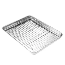 Small Roasting Pan Stainless Steel Grill Plate Mesh Rack BBQ Plate