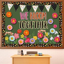 Flower Classroom Bulletin Board Decorations Paper Pom Poms Floral Cutouts