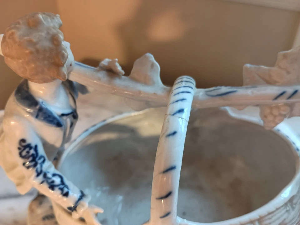 Старинный вручную Делфт синий лук стиль двойной фигурный корзина фигурка - Изображение 4 из 4