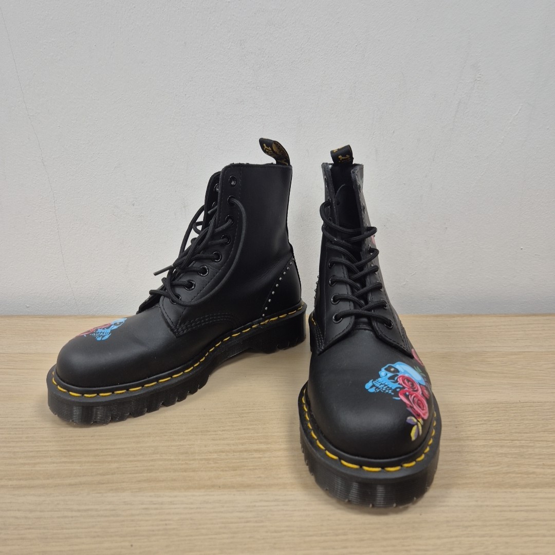 Dr Martens 1460 Bex Rose Floral Skull Fantasy Studded Grunge Boots