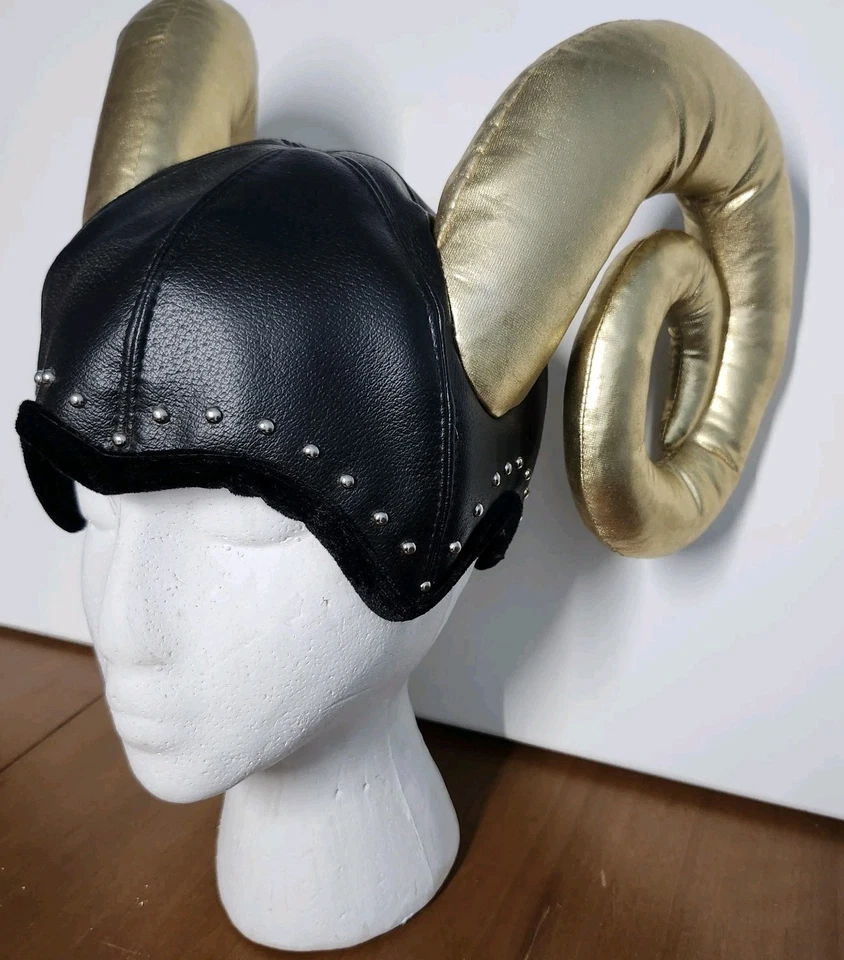 Elope Ram Cuernos Dorados Cuernos Tocado Negro Fiesta de Halloween Divertido Juegos con disfraces Rizados  Foto 2 de 4