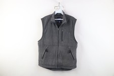 Vintage 90s Gap Mens Medium Distressed Blank Full Zip Fleece Vest Jacket Gray
