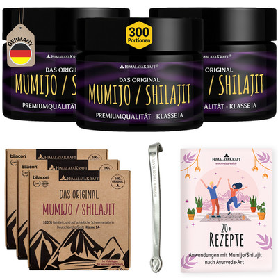 SHILAJIT Harz 100% ORIGINAL Himalaya, DE-Labor, Mumijo, patentiert, 90g=300 Tage