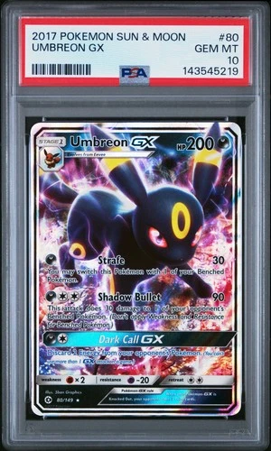 2017 POKEMON SUN & MOON #80 UMBREON GX PSA 10