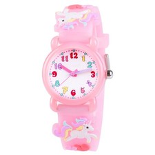 3D Cute Cartoon Waterproof Silicone Children Toddler Wrist Watch Unicorn for 3-8