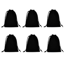 Set of 6 Velvet Premium Black Travel Carry Drawstring Headphones Pouch Jewelr...