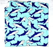 Jo-Ann Fabric Hammerhead & other Sharks on Blue Background 23x44” NEW