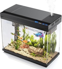 Fish Tank Aquarium 2.4 Gallon Starter Kit Smart Humidifier 7 Colors LED Temp