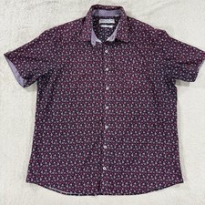 Nick Graham Everywhere Floral Short Sleeve Stretch Modern Fit Button Up Shirt XL