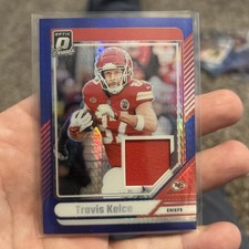 2024 Panini Donruss Optic - Donruss Threads Travis Kelce Blue Hyper Prizm (MEM)