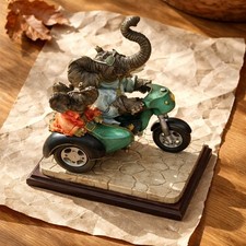 CollectiblBiker Figurine Elephant On Motorcycle Statue Ornament Crosa 1993 27cm 