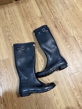 Hunter Women's Original Tall Back Adjustable Rain Boot Matte Black Size 7 Female