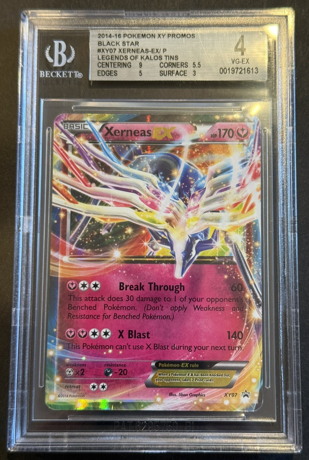 Pokemon Xerneas EX #XY07 XY Promos Black Star Legends of Kalos Tins BGS 4 VG-EX