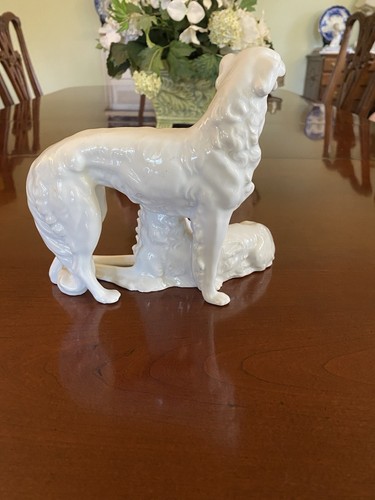 Vintage/Antique Schaubach Kuntz 2 Borzoi (German Wolfhounds) White Dog Figure 7” - Picture 7 of 19