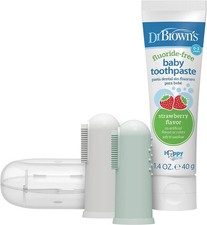Dr. Brown'S 100 Silicone Baby Finger Toothbrush and Toothpaste Set, 2-Pack Toot