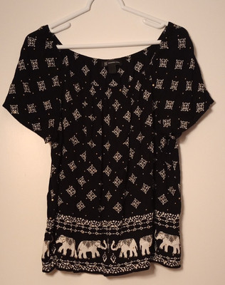 INC International Concepts Women's Boho Short Sleeve Blouse Size L