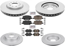 Front and Rear Coated Brake Rotors & Disc Brake Pads For GMC Terrain 2021-2023