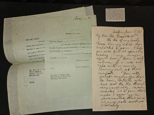 1929 William F. Giese & Ferris Greenslet Letters – Sainte-Beuve Manuscript Set