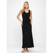Karen Kane Tasha Maxi Dress Black Stretch Rayon Sleeveless USA Size M