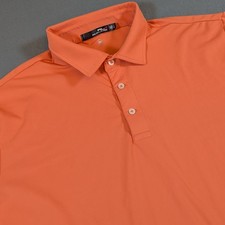 RLX Ralph Lauren Polo Shirt Mens Large Orange Performance Golf Short Sleeve