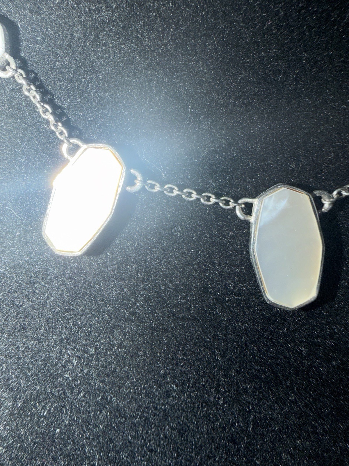 White Shell Necklace W/ Pull Extender. Silver Mad… - image 6