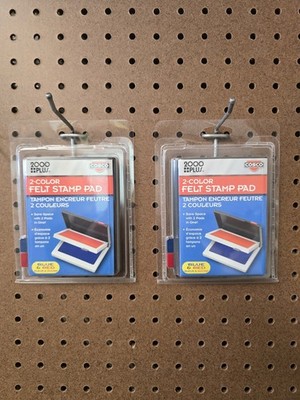 Two-Color Felt Stamp Pads, 4'' x 2 1/2'' Blue/Red 2 Pack