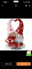 Valentine's Day Gnome Couple Figurine Red Pink White Resin Glossy 4.8x3.5x2.4in