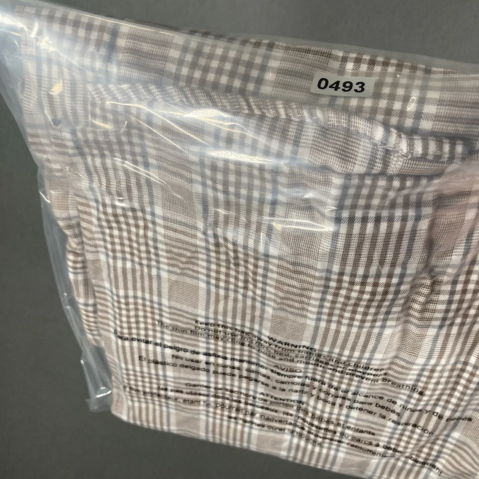 Sean John Button Up Dress Shirt Window Pane Beige 100% Cotton Tailored Fit - Image 4 of 4