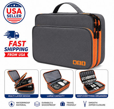 Travel Cable Organizer Bag Waterproof Electronics Accessories Storage Case-Pouch