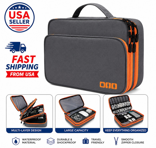 Travel Cable Organizer Bag Waterproof Electronics Accessories Storage Case-Pouch