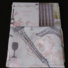 Paris Night Out Eiffel Tower Rose Pattern Fabric SHOWER CURTAIN