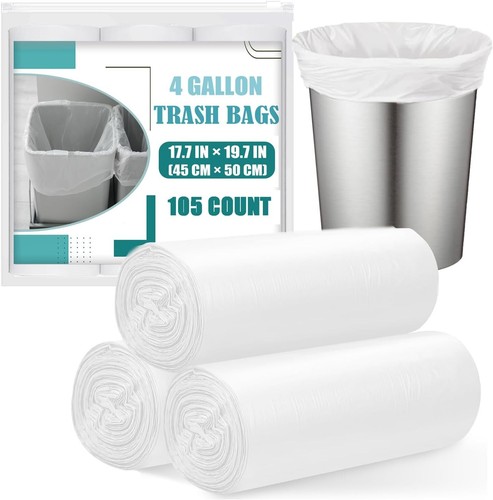 Small Trash Bags 4Gallon-105Count,Unscented Garbage Bags Bathroom Trash Bags