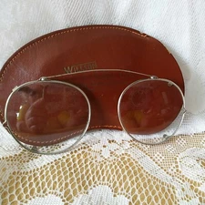 VINTAGE WILLSON CLIP-ON GLASSES WITH  LEATHER CASE